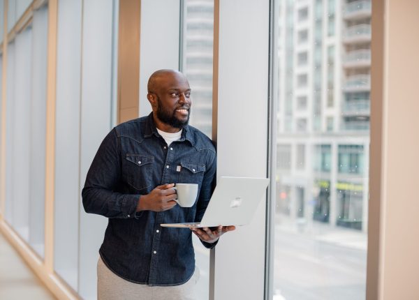 window with laptop